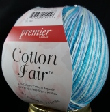 Ball of Cotton Fair yarn in the blue ice colorway